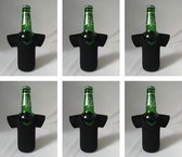 Eizook 6 st. Sport Voetbal Shirt bier fles Koelhoudhoesje - Zwart