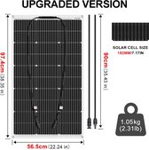 DOKIO - Panneau solaire - Flexible - Portable - Design Ultra Fin - Monocristallin - 100W - 56cm x 97cm x - 1kg - Zwart