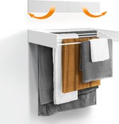 Nouk Droogrek - Wandmontage - Intrekbaar - Inklapbaar - Voor Binnen of Buiten - Wit 100 cm