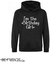Be Friends Hoodie - Birthday girl - Kinderen - Zwart - Maat 1-2 jaar