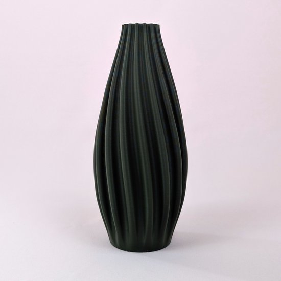 Dastium Home - 3D geprinte vaas Fleur - Mat Groen - 40 cm - Luxe vaas voor zijden bloemen - Woonaccessoires