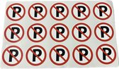 15 Stickers van 5 cm | Niet Parkeren Sticker | Verboden te parkeren | vinyl