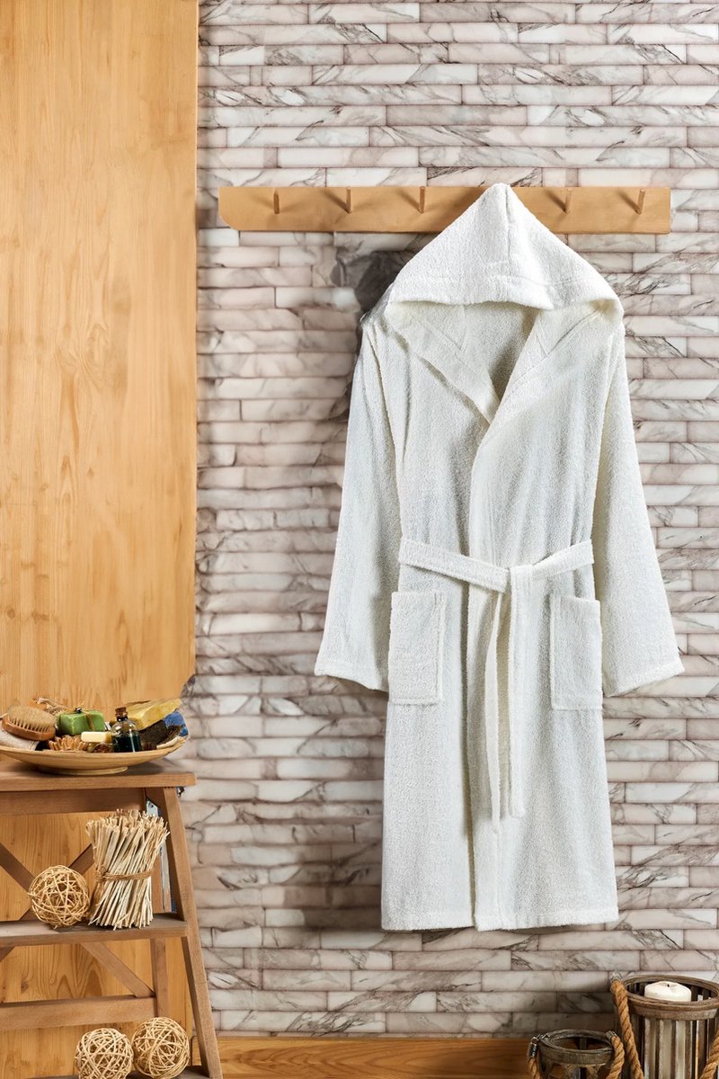 Sauna badjas - Wit - Badstof - Wellness badjas - Valt XXL