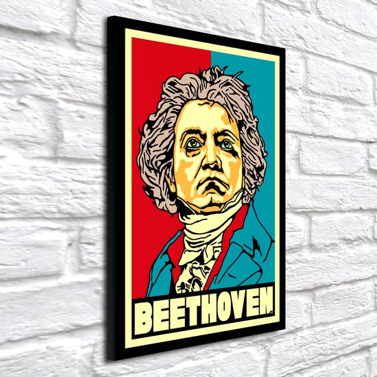 Pop Art Beethoven - Poster Print - gekaderd - 106 x 76 x 2 cm - Wanddecoratie