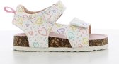 Safety Jogger meisjes sandalen met hartjes - wit met multicolor fantasie - dubbele klittenbandsluiting - maat 23