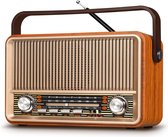 J-120 AM/FM/SW Retro Radio - Klein Kofferradio met 1800 mAh Accu - Keukenradio met Bluetooth - USB/TF/AUX - Eenvoudige Radio voor Senioren