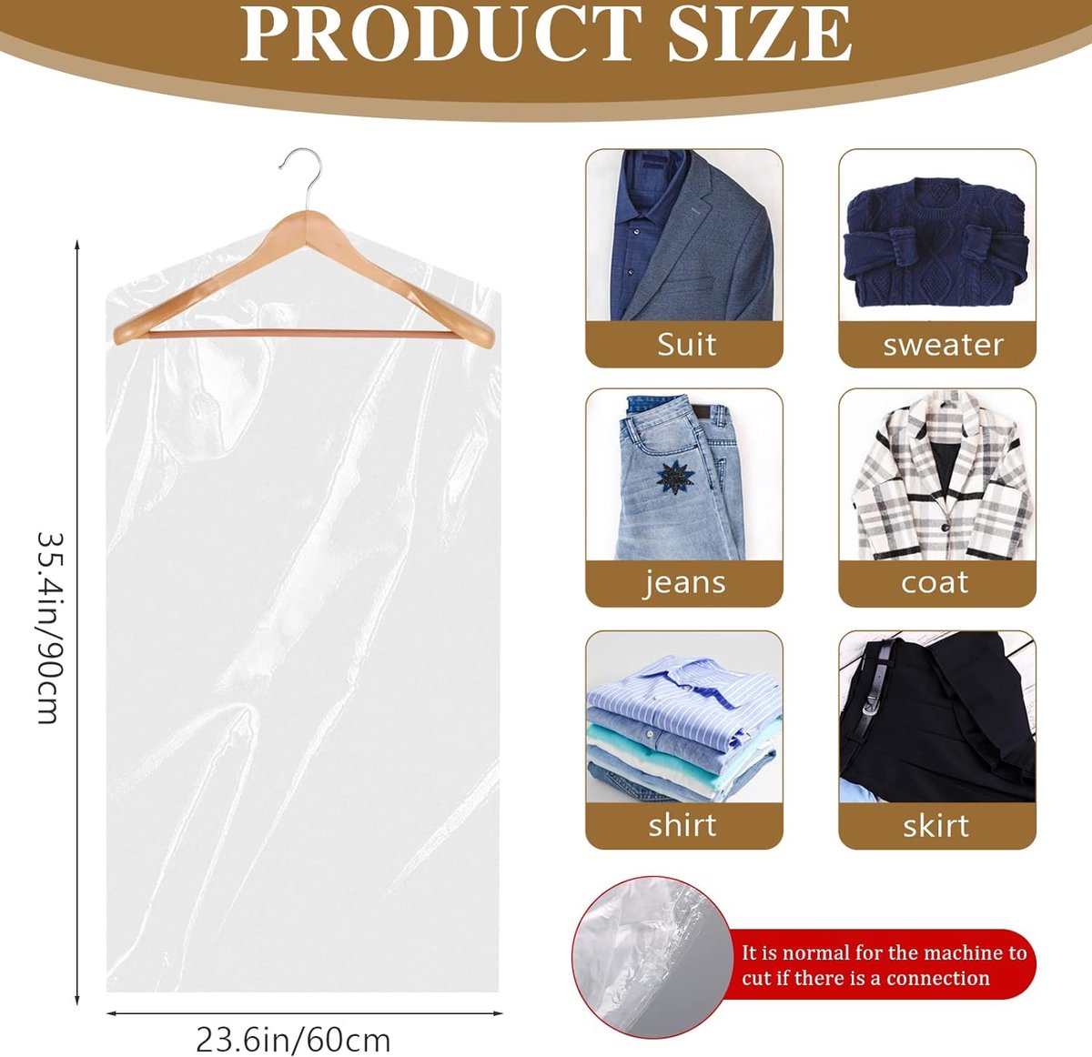 Sacs Conservation Lot De 8 Housses à Vêtements 99 Cm - Protection Anti-Poussière Costumes Chemises | Fermeture Éclair Transparente Sacs Habillement Transparents