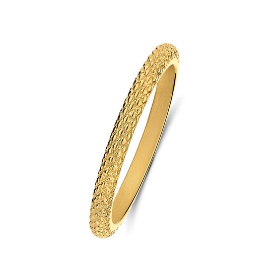 Lucardi Dames Stalen goldplated ring bewerkt - Ring - Staal - Goudkleurig - 15 / 47 mm