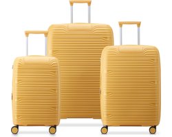 Delsey Securitech Dune Kofferset 3-delig - 55/66/76 cm - Polypropyleen - Expandable - TSA-slot - Dubbele wielen - Yellow