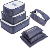 Kofferorganisator Reiskleding Tassen Set van 7 Reistassen Verpakkingstassen Bagage voor kleding Schoenen Ondergoed Cosmetica (Donkerblauw)