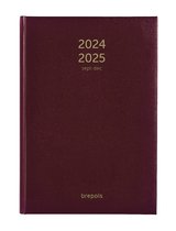 Agenda Brepols 2024-2025 - 16 M - Bretime LIMA - Aperçu hebdomadaire - Bordeaux - 14,8 x 21 cm