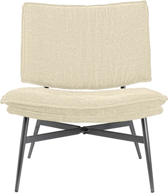 Stijlvolle Beige Fauteuil met Metaal Onderstel - Fauteuils - Stof - 70x58x43cm