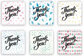 Bedankkaarten - Set van 6 vierkante kaarten "bedankt" - Leuke Post - dubbelgevouwen kaart inclusief envelop