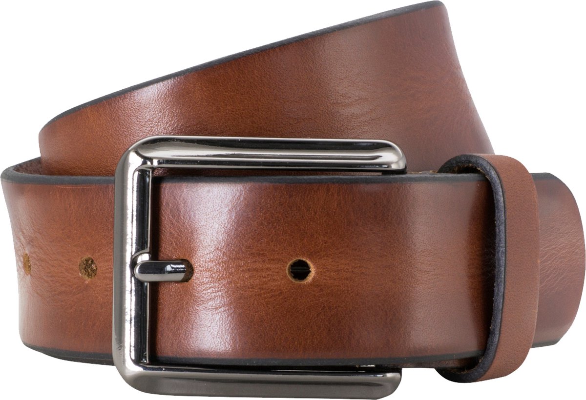 LINDENMANN leren heren riem - cognac