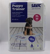 2 X SAVIC ppads zindelijkheidstraining voor puppy's30 stuks 60 x 90 cm XL superabsorberend , droog in 30 sec door de silicagel die ook de geur opneemt , met attractant (lokmiddel) zeer goede ppads