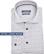 Ledub modern fit overhemd - mouwlengte 72 cm - popeline - wit dessin - Strijkvriendelijk - Boordmaat: 44