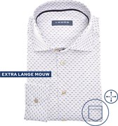 Ledub modern fit overhemd - mouwlengte 72 cm - popeline - middenblauw dessin - Strijkvriendelijk - Boordmaat: 39
