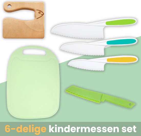 Kidstar kindermessen 6 delige set - kindermes -Le petit chef - Mes kind - Keukenmes kinderen - Kindermessenset - Kinder koksmes
