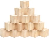 Belle Vous Grote Houten Kubussen (15 Pak) – 5 x 5 x 5 cm Houten Kubussen – Onbewerkt Naaldhouten Blokken – Educatieve Hobby Blokken Voor DIY, Stempels, Kunst en Hobby, Puzzles, Nummers
