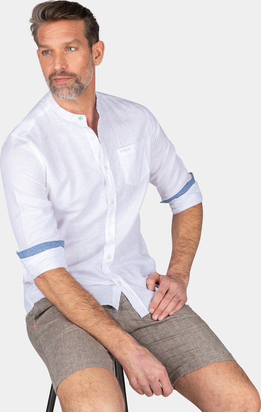 NZA New Zealand Auckland - Effen overhemd zonder kraag - White