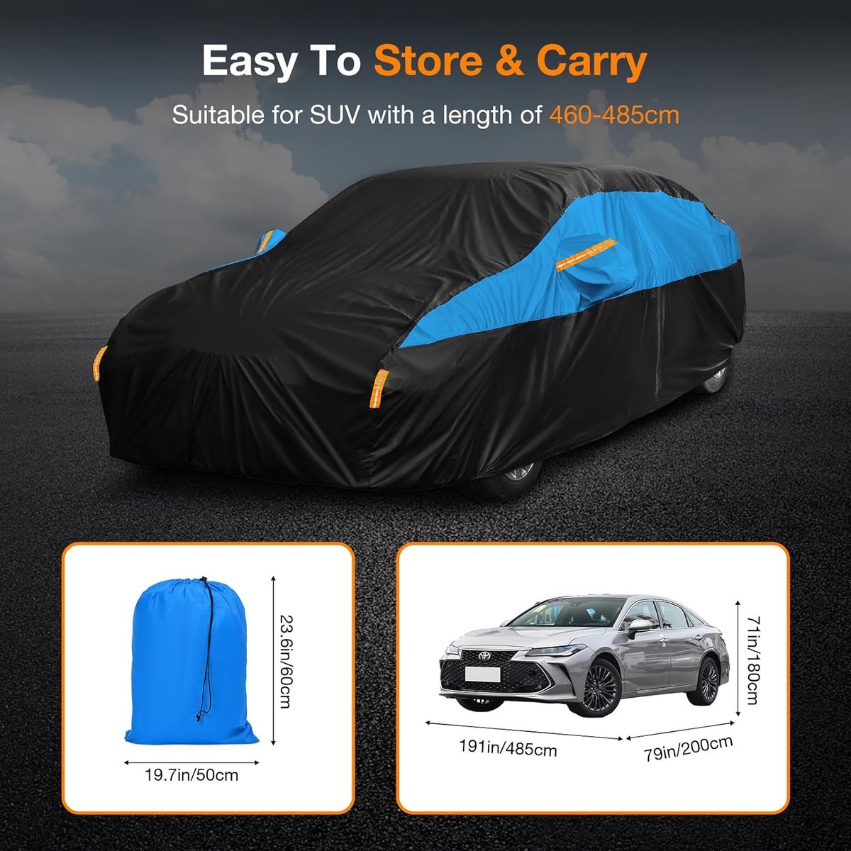 Housse Voiture étanche Universelle SUV – Protection Pare-brise Hiver, Respirante, Avec Zip Et Coupe-vent