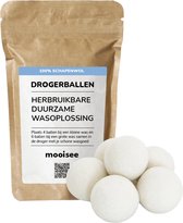 MOOISEE® Drogerballen Set 6 stuks - Herbruikbare Energiebesparende Wasoplossing - Natuurlijke Wasverzachter - 100% Schapenwol - Droogt de Was Sneller