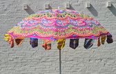 Kleurrijke geborduurde India parasol ( Pink)
