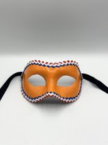 EK voetbal masker - Oranje masker met rood/wit/blauw vlag - Oranje Venetiaans masker handgemaakt - Feest masker