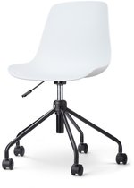 Nolon Nout-Pip Bureaustoel Wit - Kunststof Zitting - Verstelbaar - Wieltjes - Zwart Metalen Onderstel