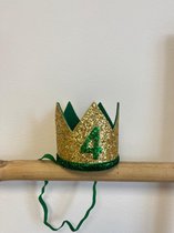 haarkroon, verjaardagskroon, kroon, jongen, 4, groen, goud, wild, themafeest, thema