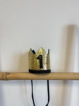Verjaardag kroon-haarkroon-jongenskroon-1 jaar-eerste verjaardag-cakesmash accessoire-fotoshoot kroon-zwart-goud-birthday crown