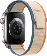 Trail Loop Nylon Sport band Oranje/Beige - Compatibel met Apple Watch Ultra 49mm 42mm 44mm 45mm Zachte nylon smartwatchband met klittenband - Voor iWatch Ultra 2 1 Series 9 8 7 6 SE 5 4 3 2 1