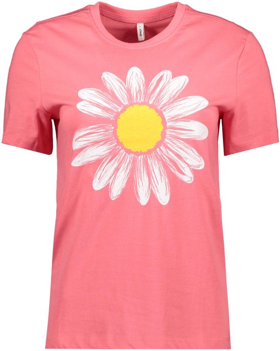 Only T-shirt Onlcecilia Life O Neck Tee Cs Jrs 15334682 Coral Paradise/daisy Dames Maat - S