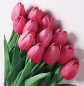 12 stuks Tulpen Kunstbloemen Tulpen als echte decoratie Realistisch Latex, Decoratie voor Bruidsboeketten Thuis Feestdecoratie Kantoor DIY Bloemstukken, Rose Rood