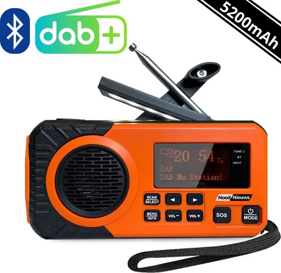 Foto: Noodnieuws draagbare noodradio dab fm zonnepaneel bluetooth 5200mah powerbank zwengel radio voor rampen kampeer radio solar dynamo