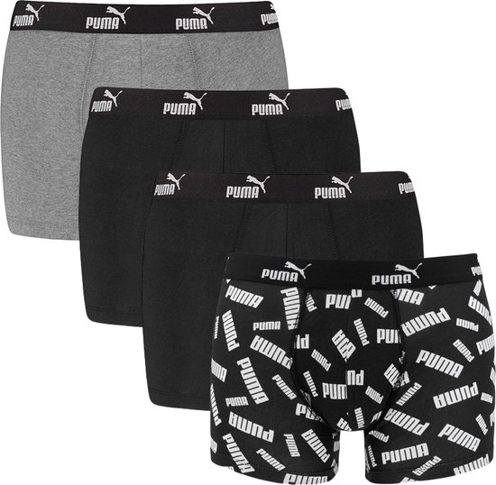 PUMA 4P boxers basic logo zwart & grijs - L