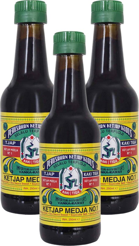 Kaki Tiga® | 3 x 250ml Sojasaus K3 | voor vlees & sauzen | wokken | voordeelpak