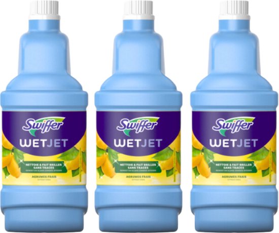 Swiffer reinigingsmiddel WetJet Citrus | Navulling | 3 Stuks | Voordeel verpakking | 3x 1,25 liter | Reinigsmiddel | Swiffer | Alles in 1 dweilsysteem | Navulverpakking