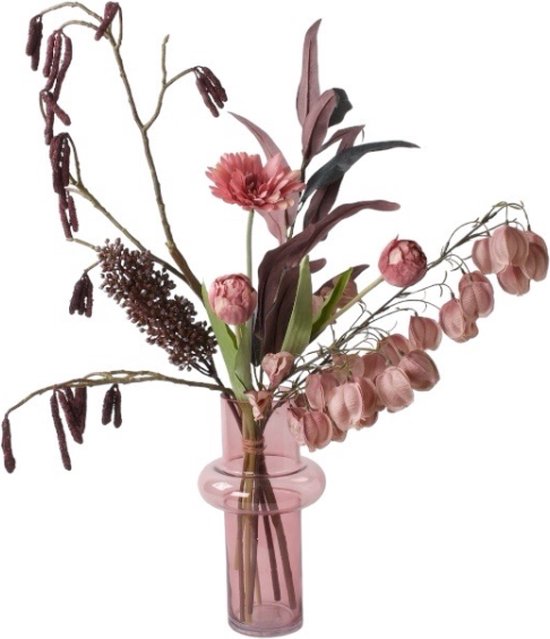 WinQ - Bouquet de cueillette pour la Fête des Mères en Mauve et Bordeaux - Bouquet de Fleurs artificielles -excl. vase