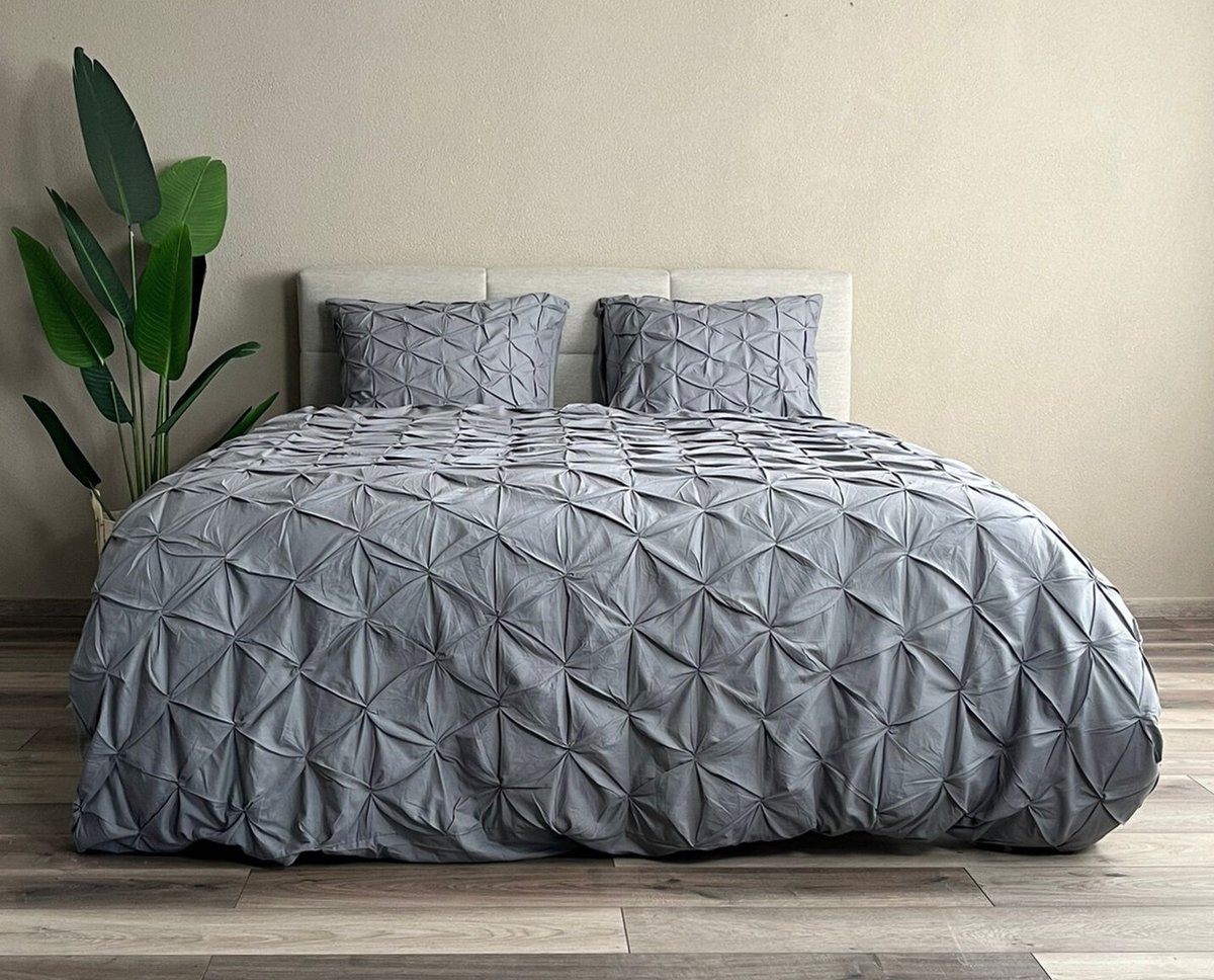 Beau Maison Dekbedovertrek Augustine Grijs 200x200/220 cm + 2 kussenslopen