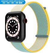 Bandje geschikt voor de Apple Watch 42/44/45/49 mm - Series Series SE , 1 , 2, 3, 4, 5, 6, 7, 8, 9 en Ultra - Klittenband sluiting - Bright Sunny