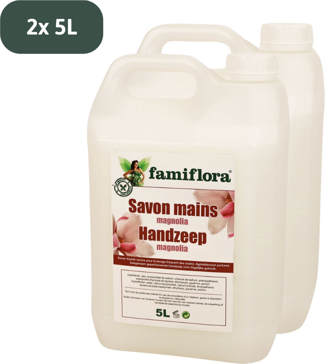 Famiflora handzeep magnolia 2x 5 liter Voordeelverpakking navulling