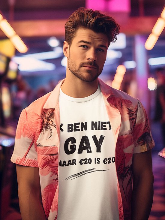 Chemise - Je ne suis pas gay mais 20 € c'est 20 € - Wurban Wear | Chemise drôle | Beau cadeau | T-shirt unisexe | Chemise mème | Fête des pères | Chemise sale | Blanc