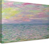 Coucher de soleil en mer, à Pourville - Portrait de Claude Monet - Tableaux mer - Peinture sur toile Nature - Tableaux classiques - Tableaux sur toile salon - Décoration bureau 70x50 cm