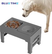 BlueTime Anti Schrokbak Hond- Verhoogde Voerbak Hond - Hondenvoerbak - Honden drinkbak - Anti knoei drinkbak Hond - Slow Feeder - Grijs