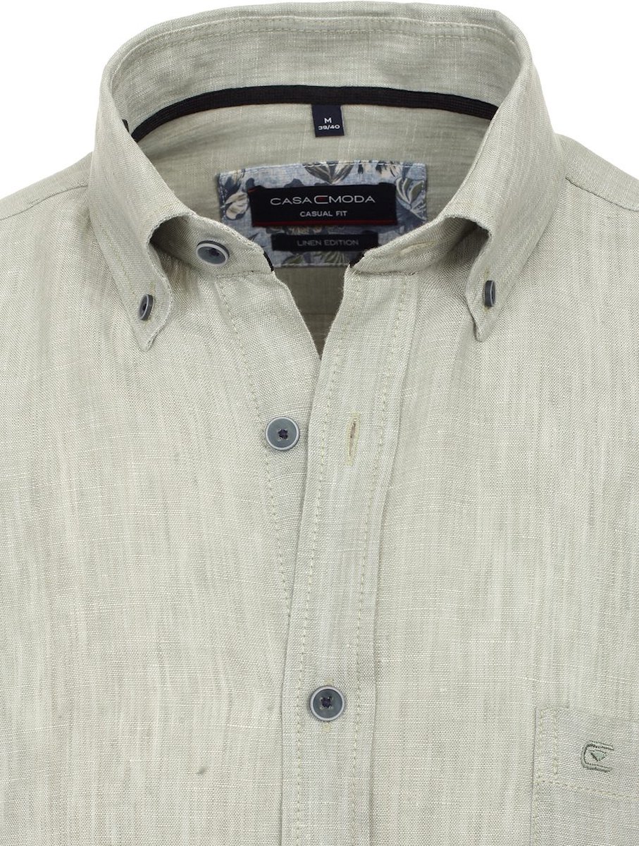 Casa Moda Groen Linnen Overhemd Button Down Boord - L
