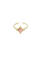 Ring - Yehwang - Goud - Roze - Klaver - Natuursteen - Stainless steel sieraden