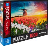 Puzzel Hollandse Molen met Tulpen velden 1000 stukjes
