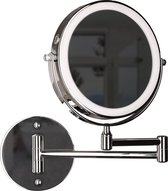 Betrahan - Miroir de maquillage LED - Fonction grossissement 7x - Chrome - Fonction variateur - 3 couleurs de lumière - Miroir mural rond