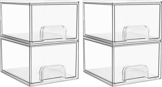Set van 4 stapelbare opberglades, acryl organizer